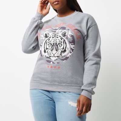 RI Plus grey tiger print sweatshirt